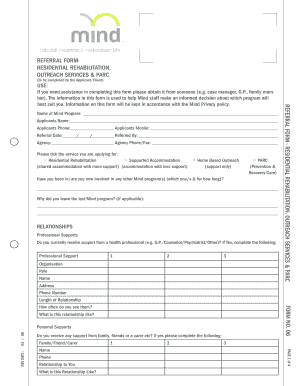Referral Form for Residential Rehabilitation