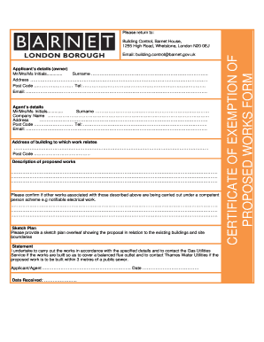 Certificate of Exemption for Proposed Works