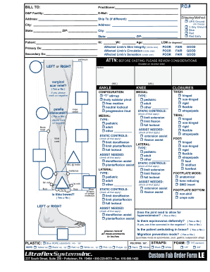 Ultraflex Custom Molded Orthoses Order Form