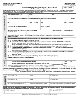Wisconsin Marriage Certificate Application