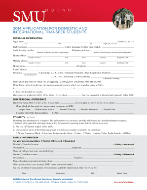2014 SMU Transfer Student Application