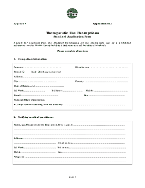 Therapeutic Use Exemption Application Form