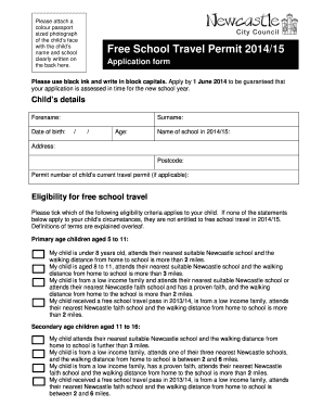 Free School Travel Permit Application