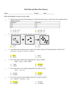 Chemistry Mole-Mass Worksheet