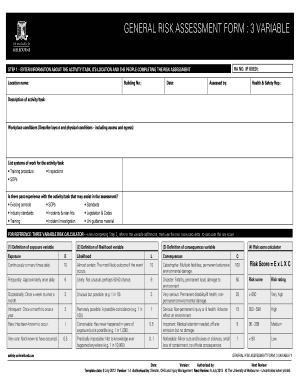 General Risk Assessment Form 3 Variable