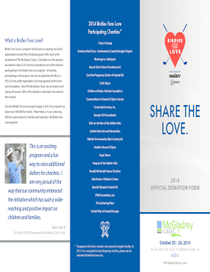 Birdies Fore Love Donation Form