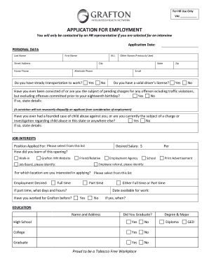 Grafton Employment Application Form
