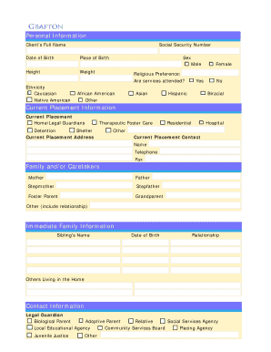 Child Placement Information Form