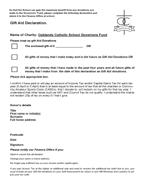 Gift Aid Declaration Form