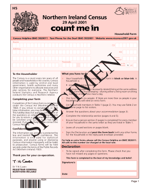 Northern Ireland Census Household Form