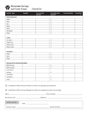 Expense Checklist Form