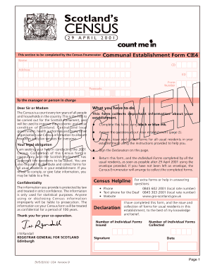 Scottish Census Communal Establishment Form CE4