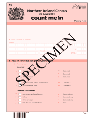Northern Ireland Census Form