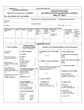 Greece Population and Housing Census Form