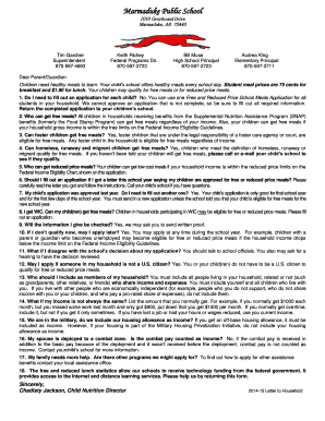 Free and Reduced Price School Meals Application