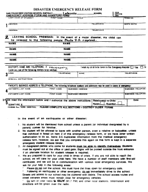 Disaster Emergency Release Form