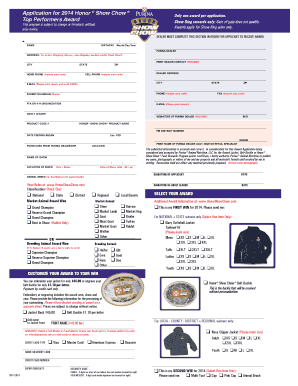 2014 Honor Show Chow Award Application