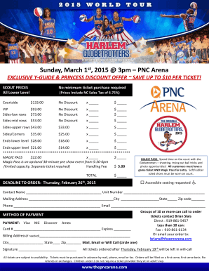 Harlem Globetrotters Ticket Order Form