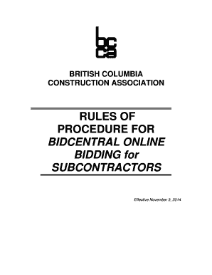 British Columbia Subcontractor Bidding Rules