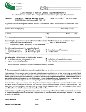 Authorization to Release Clinical Record Information