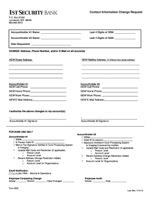 Contact Information Change Request Form