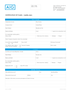 AIG Liability Claim Form