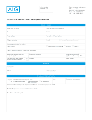 Municipality Insurance Claim Form