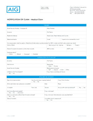 AIG Medical Claim Form