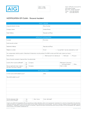 AIG Personal Accident Claim Form