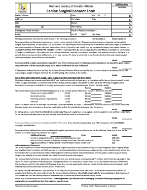 Canine Surgical Consent Form