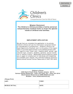 Children's Clinics Employment Application