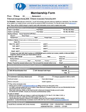 Bermuda Zoological Society Membership Form