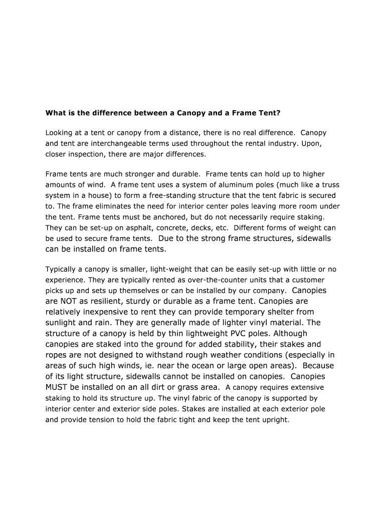 Canopy Tent Vs Frame Tent Fill Online, Printable, Fillable, Blank