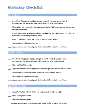 Advocacy Checklist Template