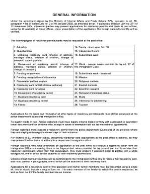 Italy Residency Permit Application Form