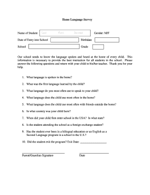 Home Language Survey Form