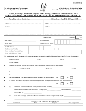 Ireland Examiner Application Form