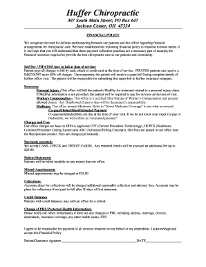 Huffer Chiropractic Financial Policy and Health Profile Form