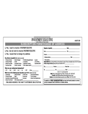Investment Executive Subscription Form