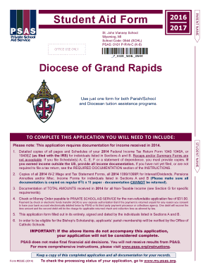 Student Aid Form 2016