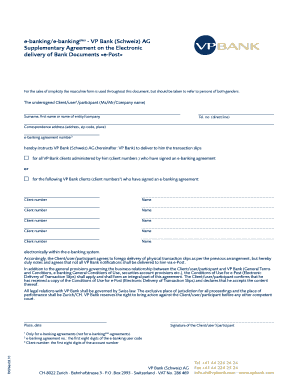 VP Bank e-Post Supplementary Agreement