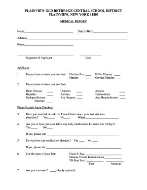 Medical Report Form