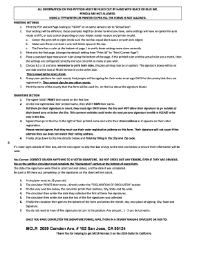 California Petition Form for MCLR Version 5