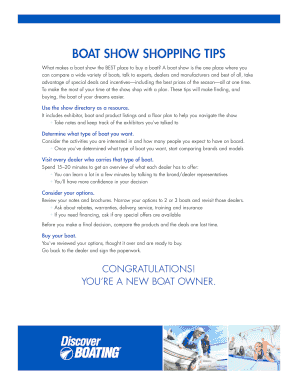 Boat Show Shopping Tips and Worksheet