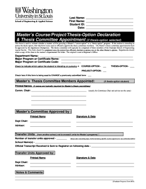 Master's Course/Project/Thesis-Option Declaration Form