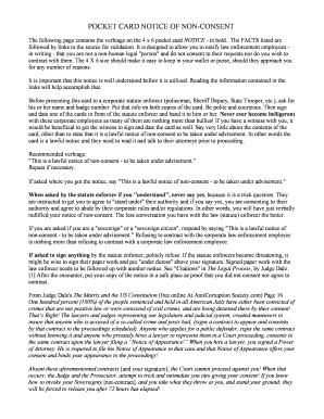 Pocket Card Notice of Non-Consent