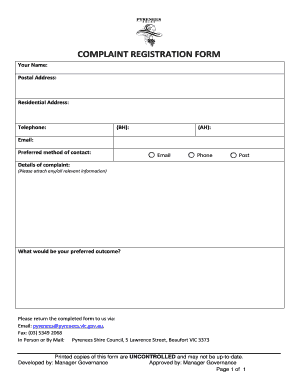 Complaint Registration Form
