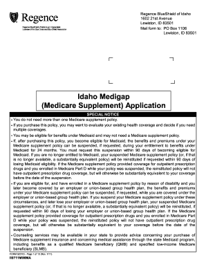 Medicare Supplement bApplicationb - bIdahob Medicare Supplements