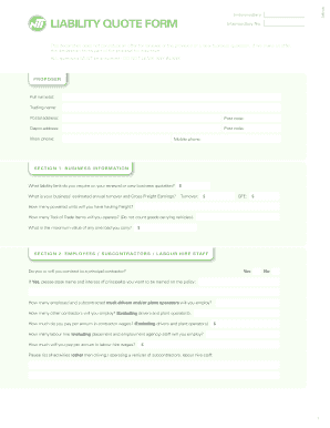 Intermediary Liability Quote Form