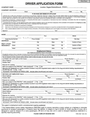 Driver Application Form